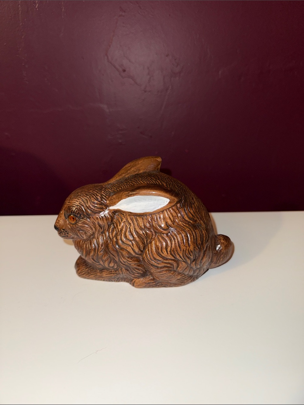 Vintage Brown Ceramic Easter Rabbit Figurine